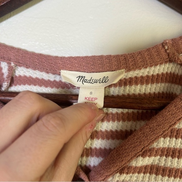 Madewell Striped Thermal Knit Button Front Cardigan Sweater Womens Size Small - Picture 3 of 3